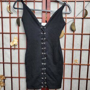 ALOT Lace-Up Corset type black mini dress